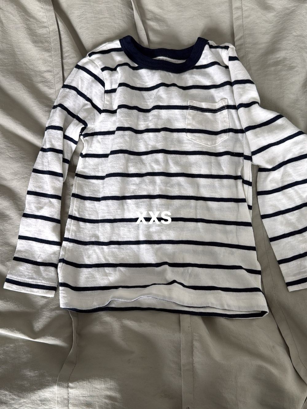 Kids Long-Sleeve Navy Stripe Pocket Tee - Unbranded
